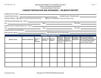 Document preview: Form DDD-1406B FORFF Career Preparation and Readiness - Six-Month Report - Arizona