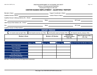Form DDD-1401A FORFF Center Based Employment - Quarterly Report - Arizona