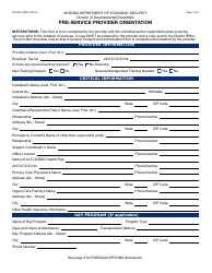 Document preview: Form DD-097 FORFF Pre-service Provider Orientation - Arizona