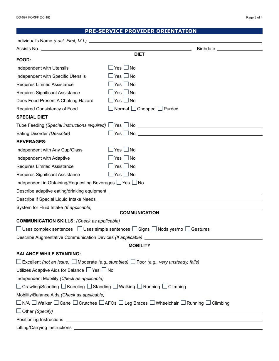 Form DD-097 FORFF - Fill Out, Sign Online and Download Fillable PDF ...