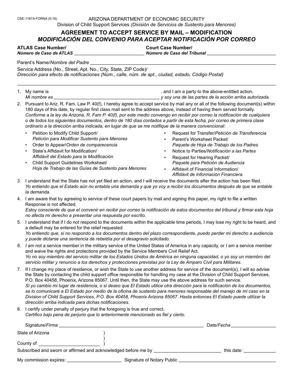 Form CSE-1178A FORFFS Paquete De Modificacion De Sustento Para Menores - Arizona, Page 5