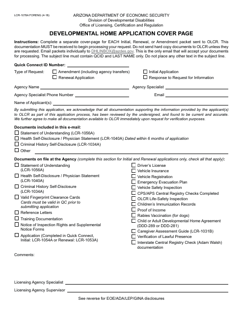 Form LCR-1078A FORENG  Printable Pdf