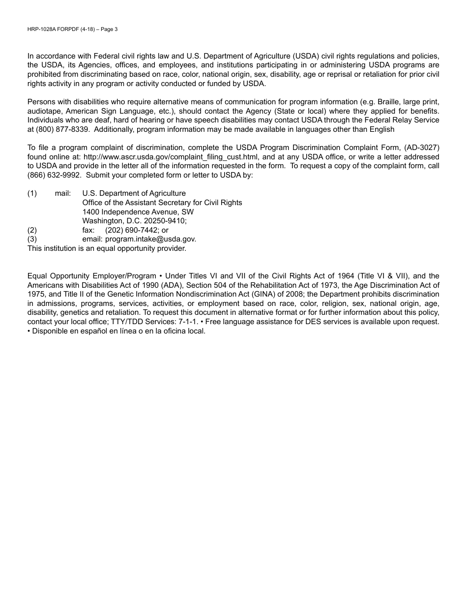 Form HRP-1028A FORPDF Application for Benefits - Arizona, Page 3