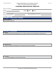 Document preview: Form LCR-1080A FORENG Licensing Investigation Template - Arizona