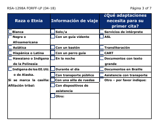 Formulario RSA-1298A FORFFS-LP Formulario De Recomendacion - Arizona (Spanish), Page 3