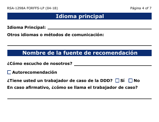 Formulario RSA-1298A FORFFS-LP Formulario De Recomendacion - Arizona (Spanish), Page 4