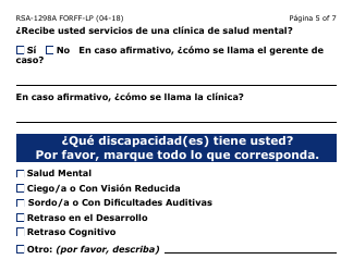 Formulario RSA-1298A FORFFS-LP Formulario De Recomendacion - Arizona (Spanish), Page 5