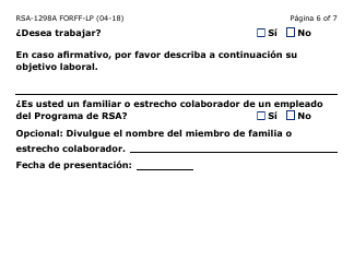 Formulario RSA-1298A FORFFS-LP Formulario De Recomendacion - Arizona (Spanish), Page 6