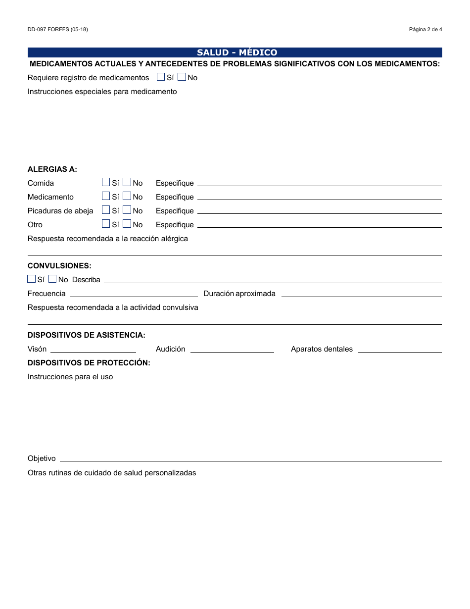 Formulario DD-097 FORFFS Orientacion Del Proveedor Previa Al Servicio - Arizona (Spanish), Page 2