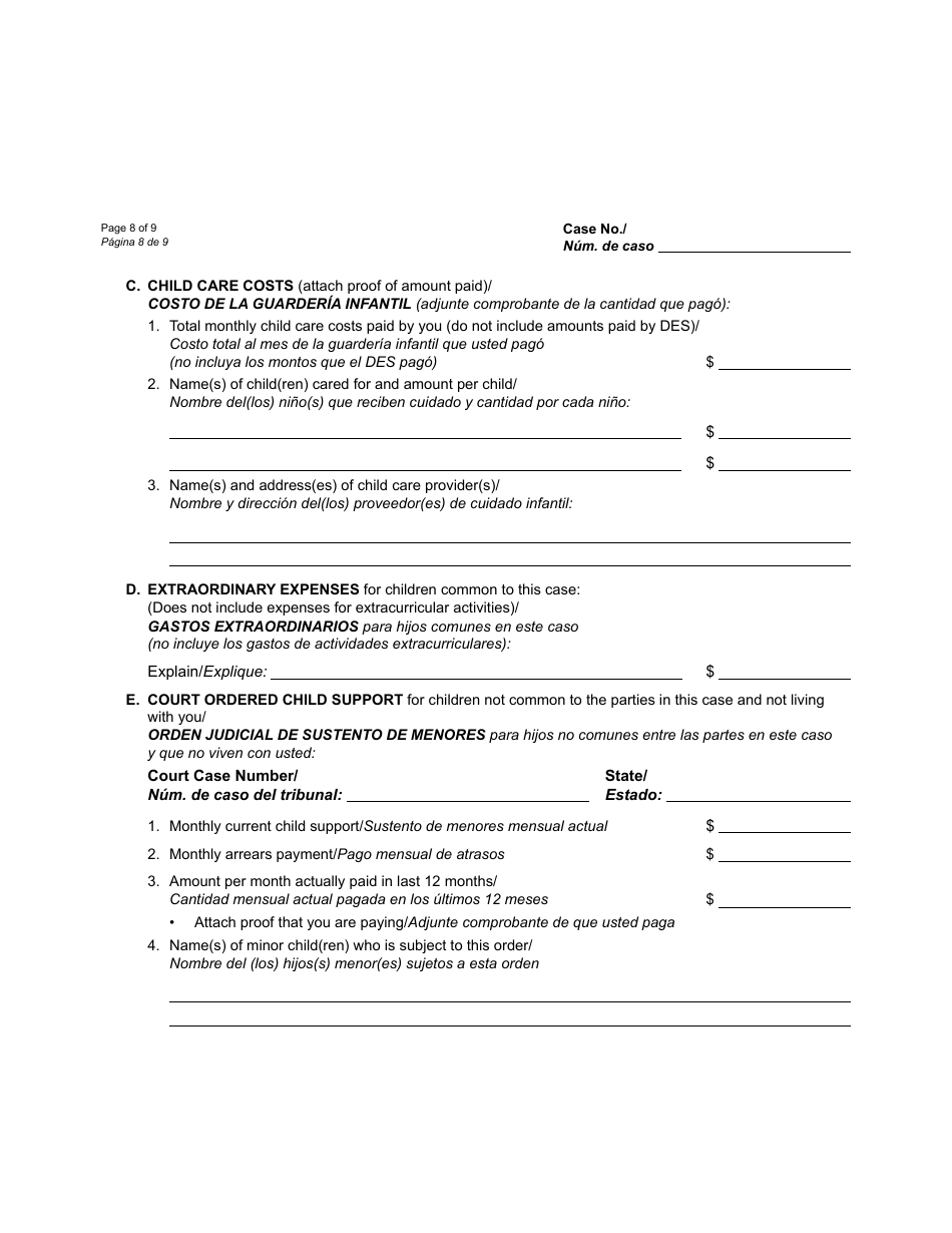 Form CSE-1170A FORFF Child Support Modification Packet - Arizona, Page 13