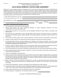 Form DDD-289 Child Developmental Foster Home Agreement - Arizona