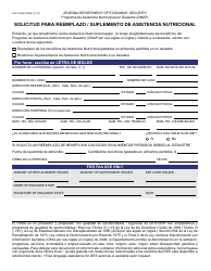 Document preview: Formulario FAA-1362A FORS Solicitud Para Reemplazo / Suplemento De Asistencia Nutricional - Arizona (Spanish)
