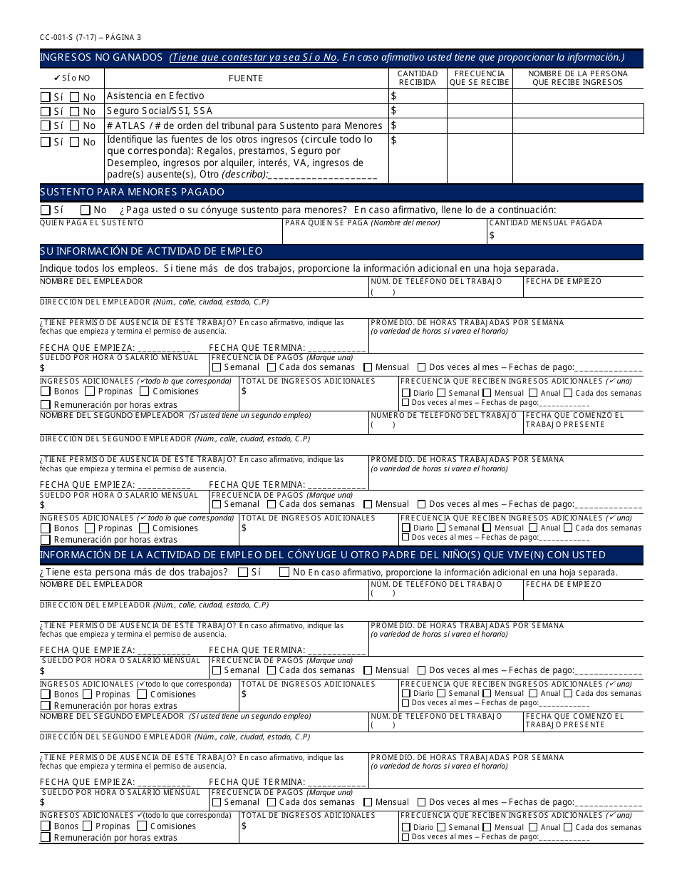Formulario CC-001-S Solicitud De Asistencia Para Cuidado De Ninos - Arizona (Spanish), Page 4
