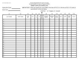 Document preview: Form FAA-1374A FORNA Dnap Application Log - Arizona