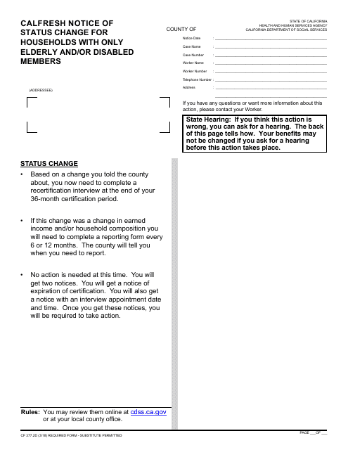Form CF377.2D  Printable Pdf