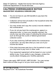 Form CF377.7B LP CalFresh Overissuance Notice - Inadvertent Household Errors (Ihe) - California, Page 3