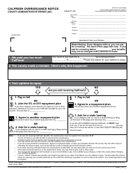 Form CF377.7D3 CalFresh Overissuance Notice - County Administrative Error (AE) - California