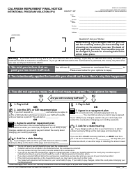 Document preview: Form CF377.7F1 CalFresh Repayment Final Notice - Intentional Program Violation (Ipv) - California