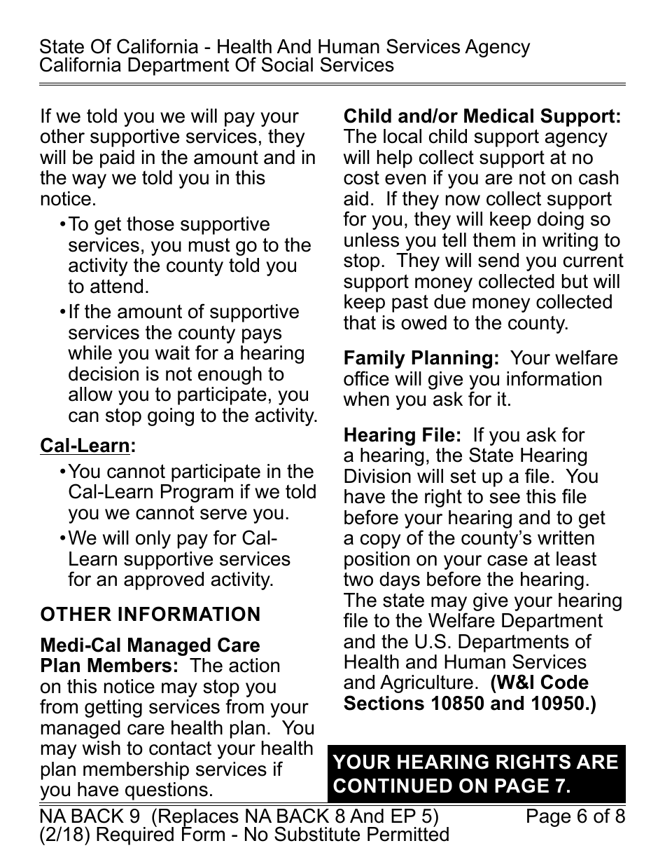 Form CF377.7D2 LP CalFresh Repayment Final Notice - County Administrative Error (AE) - California, Page 6