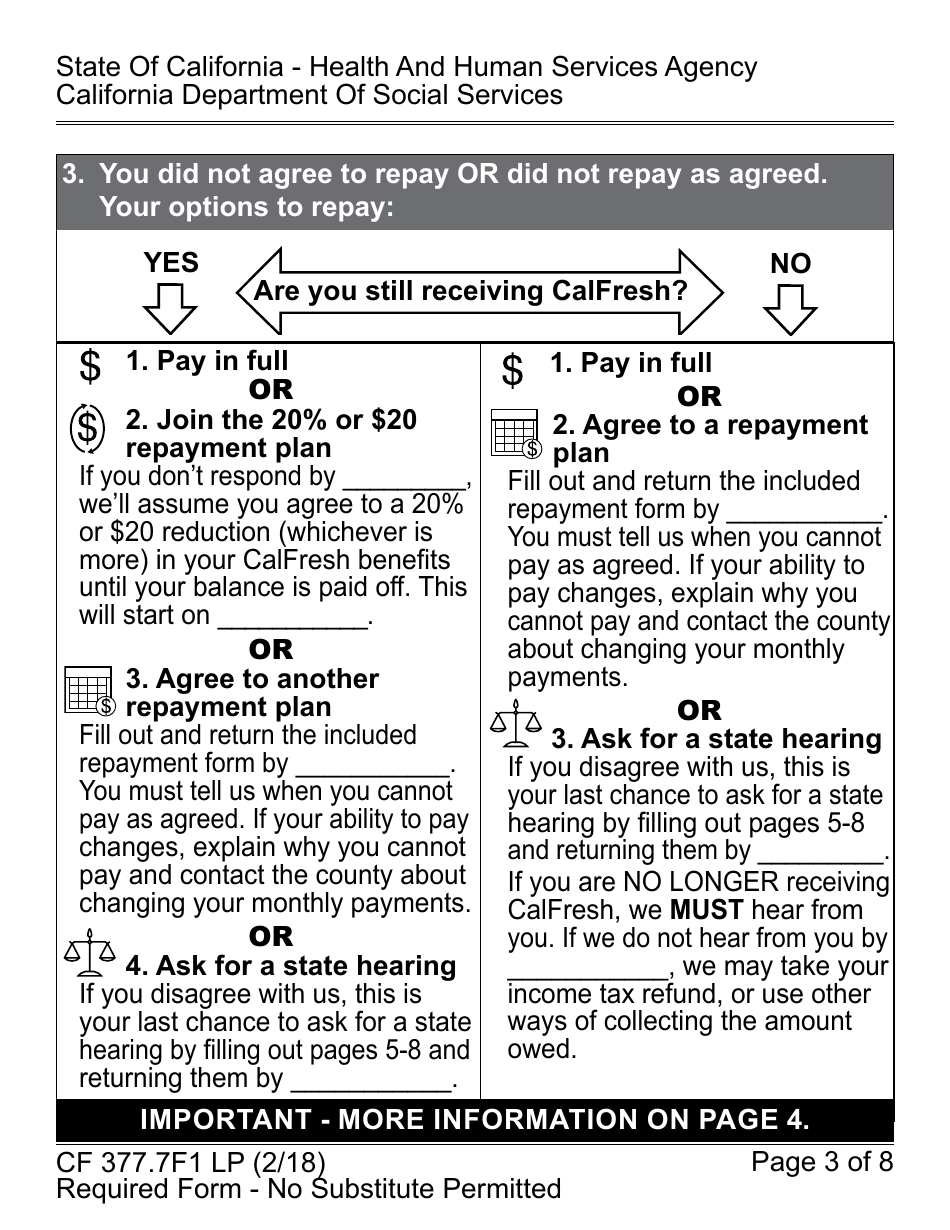 Form CF377.7F1 LP CalFresh Repayment Final Notice - California, Page 3