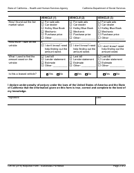 Form CW80 Self-certification Form for Motor Vehicles - Calworks - California, Page 2