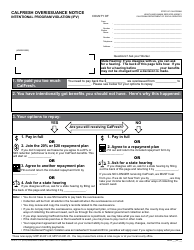 Form CF377.7F CalFresh Overissuance Notice - Intentional Program Violation (Ipv) - California