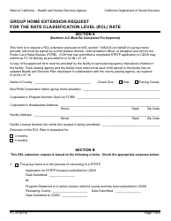 Form FC30 Group Home Extension Request for the Rate Classification Level (Rcl) Rate - California