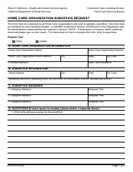 Form HCS001 Home Care Organization Suboffice Request - California