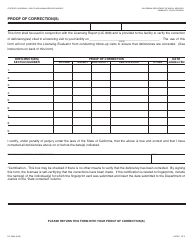 Form LIC9098 Proof of Correction(S) - California