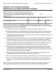 Form LIC9226 Request for Training Approval: Mandated Child Abuse Reporter Training - California