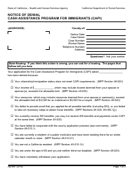 Form NA691 Notice of Denial - Cash Assistance Program for Immigrants (Capi) - California