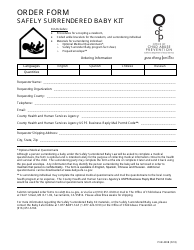 Document preview: Form PUB400B Order Form Safely Surrendered Baby Kit - California