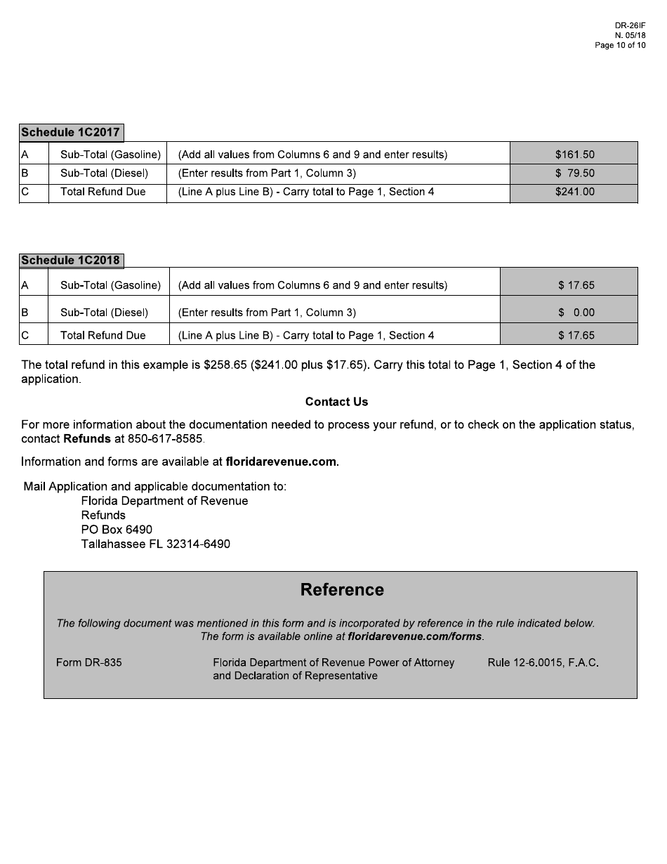 Form DR-26IF Application for Refund - Fuel Used for Agricultural Shipments - Florida, Page 10
