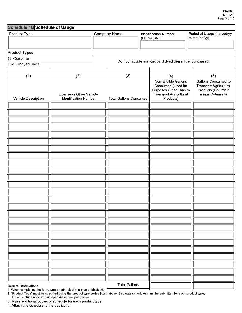 Form DR-26IF Application for Refund - Fuel Used for Agricultural Shipments - Florida, Page 3