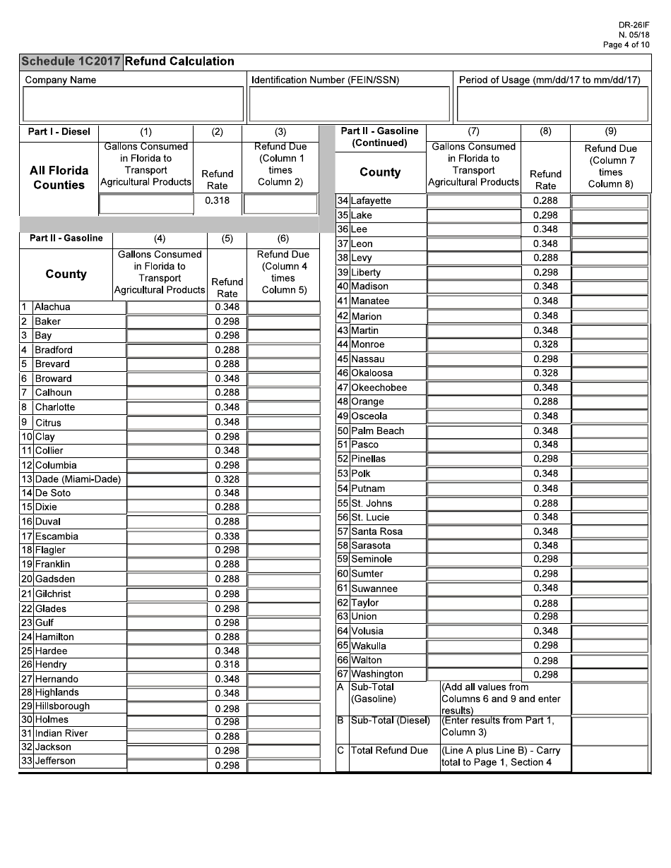Form DR-26IF Application for Refund - Fuel Used for Agricultural Shipments - Florida, Page 4