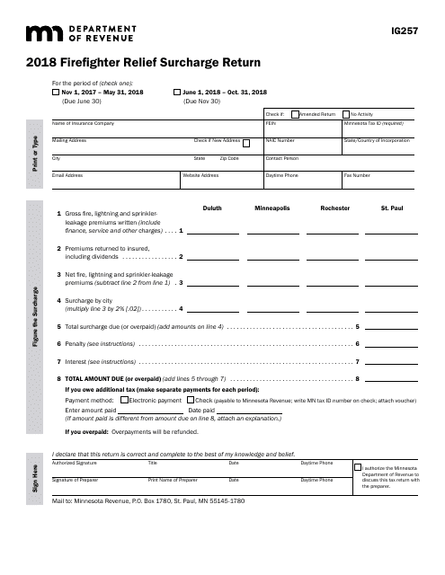 Form IG257 Download Fillable PDF or Fill Online Firefighter Relief