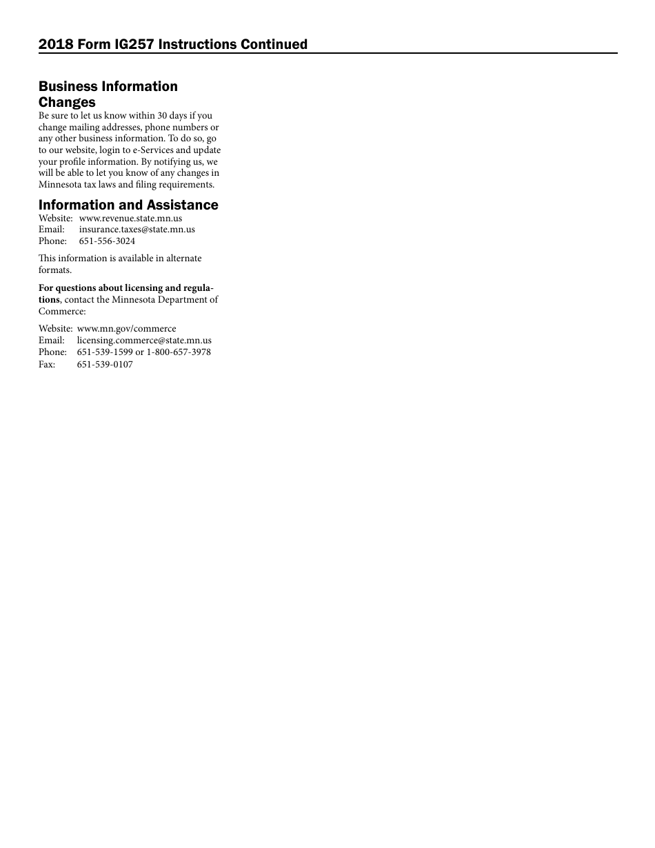 Form IG257 Firefighter Relief Surcharge Return - Minnesota, Page 3