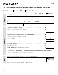 Form IG260 Nonadmitted Insurance Premium Tax Return for Surplus Lines Brokers - Minnesota