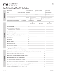 Form G1 &quot;Lawful Gambling Monthly Tax Return&quot; - Minnesota