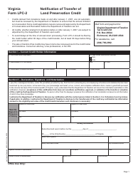 Form LPC-2 Notification of Transfer of Land Preservation Credit - Virginia