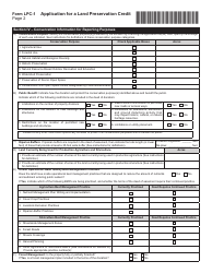 Form LPC-1 Application for a Land Preservation Credit - Virginia, Page 2