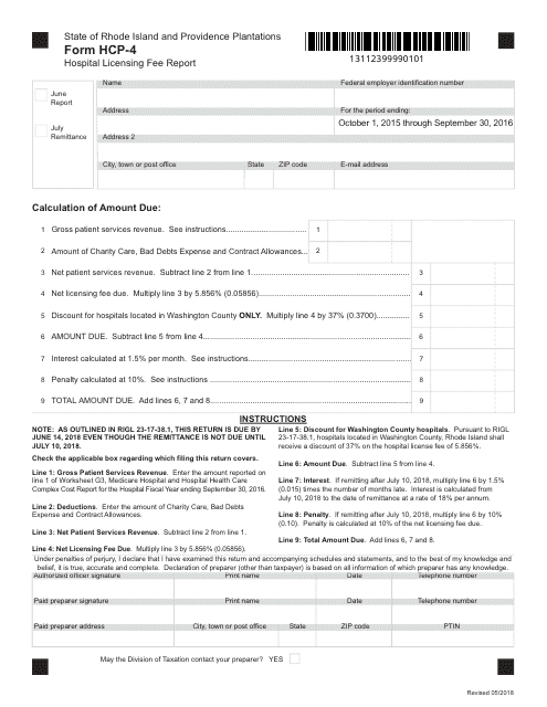 Form HCP-4  Printable Pdf