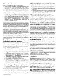 Formulario 150-800-005-5 Autorizacion De Informacion Fiscal Y Poder De Representacion - Oregon (Spanish), Page 2