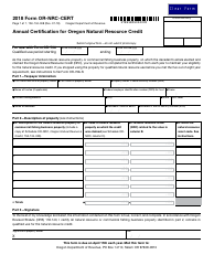 Document preview: Form OR-NRC-CERT (150-104-008) Annual Certification for Oregon Natural Resource Credit - Oregon