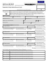Form OR-706-R (150-104-007) Repayment of Oregon Natural Resource Credit - Oregon
