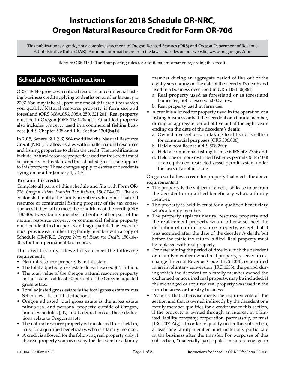 Form 150-104-003 Schedule OR-NRC Oregon Natural Resource Credit - Oregon, Page 4