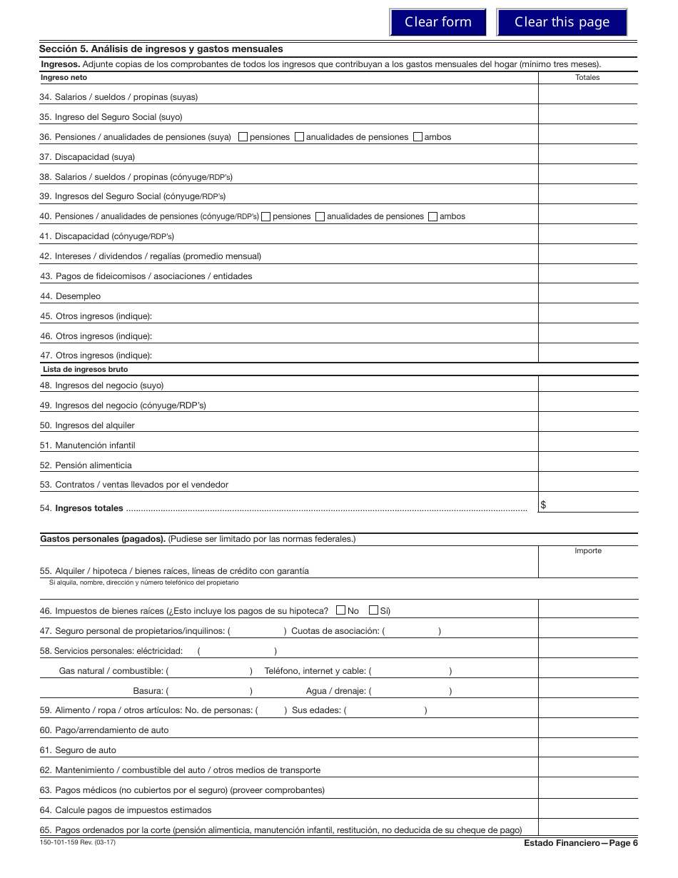Formulario 150-101-159-5 (OR-SFC) Estado De Situacion Financiera - Oregon (Spanish), Page 6