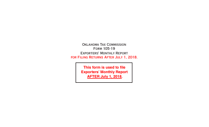 OTC Form 105-19 Exporters&#039; Monthly Report - Oklahoma