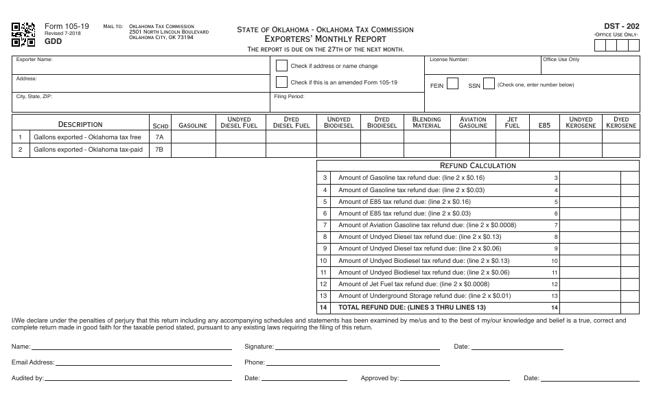 OTC Form 105-19 Exporters Monthly Report - Oklahoma, Page 2