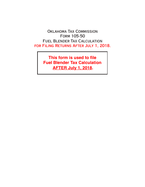 OTC Form DST-220 (105-50) Fuel Blender Tax Calculation - Oklahoma